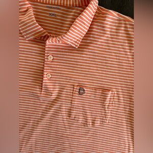 B. Draddy Tommy Polo Orange White Striped Pima Cotton Golf Shirt BDK03, Size XXL